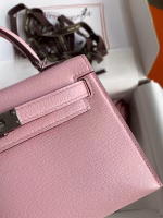 Hermes Kelly Mini II Sellier Handmade Bag In Rose Sakura Chevre Mysore Leather - Image 8