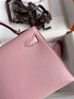 Hermes Kelly Mini II Sellier Handmade Bag In Rose Sakura Chevre Mysore Leather - Image 9