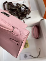 Hermes Kelly Mini II Sellier Handmade Bag In Rose Sakura Chevre Mysore Leather - Image 3