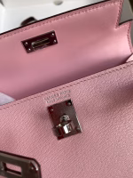 Hermes Kelly Mini II Sellier Handmade Bag In Rose Sakura Chevre Mysore Leather - Image 4