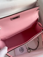 Hermes Kelly Mini II Sellier Handmade Bag In Rose Sakura Chevre Mysore Leather - Image 5