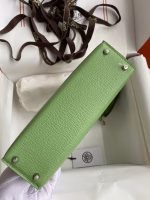 Hermes Kelly Mini II Sellier Handmade Bag In Vert Criquet Chevre Mysore Leather - Image 7