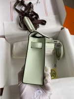 Hermes Kelly Mini II Sellier Handmade Bag In Vert Fizz Chevre Mysore Leather - Image 8