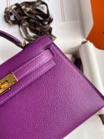 Hermes Kelly Mini II Sellier Handmade Bag In Anemone Epsom Calfskin - Image 8