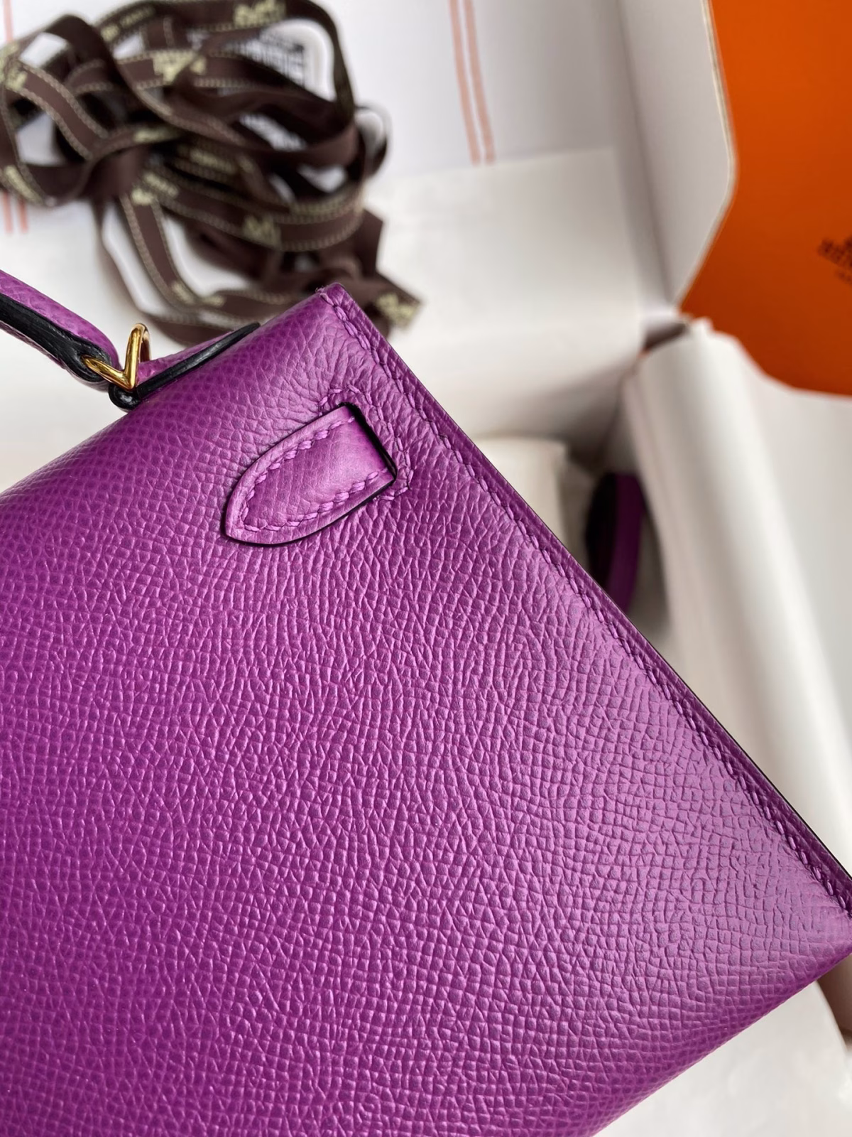 Hermes Kelly Mini II Sellier Handmade Bag In Anemone Epsom Calfskin - Image 9