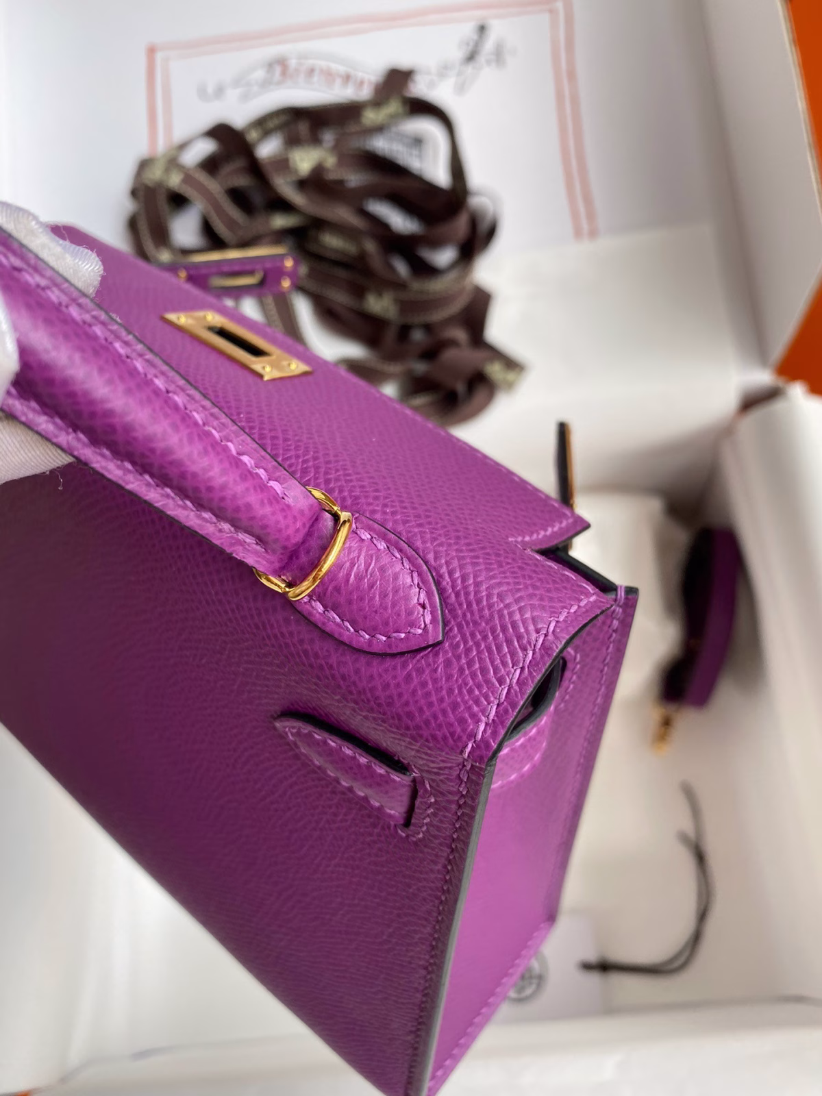 Hermes Kelly Mini II Sellier Handmade Bag In Anemone Epsom Calfskin - Image 3