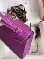 Hermes Kelly Mini II Sellier Handmade Bag In Anemone Epsom Calfskin - Image 3