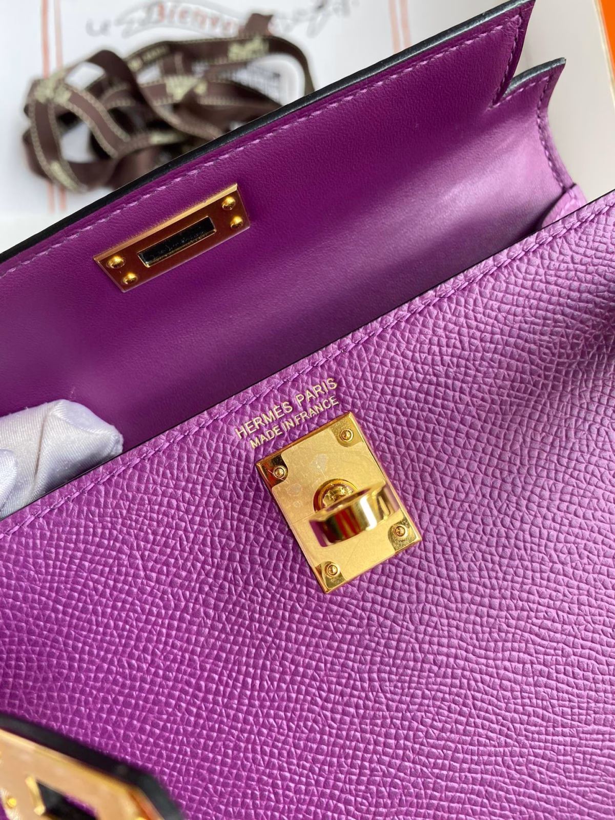 Hermes Kelly Mini II Sellier Handmade Bag In Anemone Epsom Calfskin - Image 4