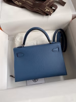 Hermes Kelly Mini II Sellier Handmade Bag In Blue Agate Epsom Calfskin - Image 6