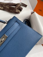 Hermes Kelly Mini II Sellier Handmade Bag In Blue Agate Epsom Calfskin - Image 8