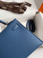 Hermes Kelly Mini II Sellier Handmade Bag In Blue Agate Epsom Calfskin - Image 9