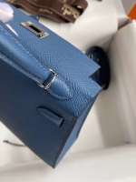 Hermes Kelly Mini II Sellier Handmade Bag In Blue Agate Epsom Calfskin - Image 3