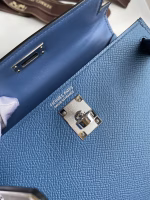 Hermes Kelly Mini II Sellier Handmade Bag In Blue Agate Epsom Calfskin - Image 4