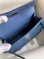 Hermes Kelly Mini II Sellier Handmade Bag In Blue Agate Epsom Calfskin - Image 5