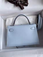 Hermes Kelly Mini II Sellier Handmade Bag In Blue Brume Epsom Calfskin - Image 6