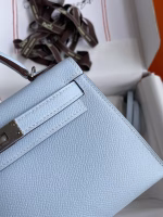 Hermes Kelly Mini II Sellier Handmade Bag In Blue Brume Epsom Calfskin - Image 8
