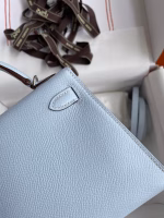 Hermes Kelly Mini II Sellier Handmade Bag In Blue Brume Epsom Calfskin - Image 9