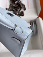 Hermes Kelly Mini II Sellier Handmade Bag In Blue Brume Epsom Calfskin - Image 3