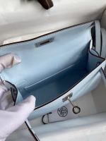 Hermes Kelly Mini II Sellier Handmade Bag In Blue Brume Epsom Calfskin - Image 5