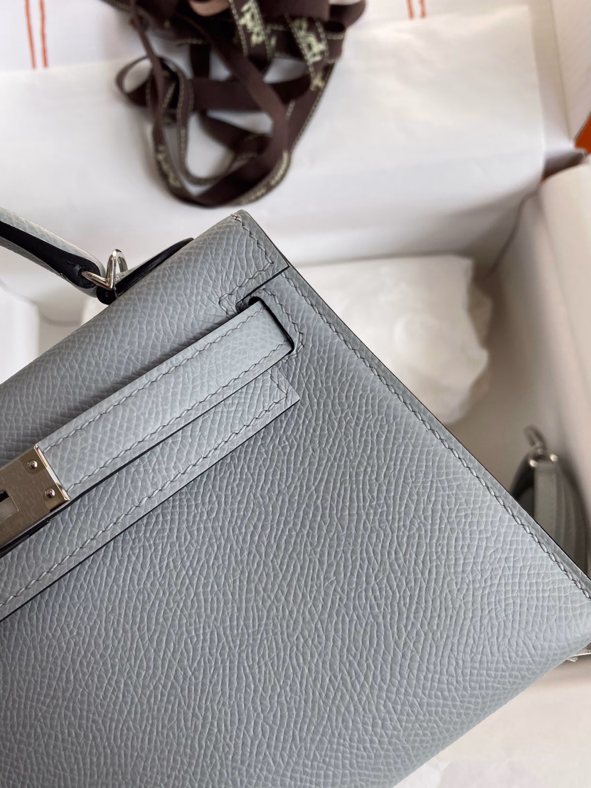 Hermes Kelly Mini II Sellier Handmade Bag In Blue Glacier Epsom Calfskin - Image 8