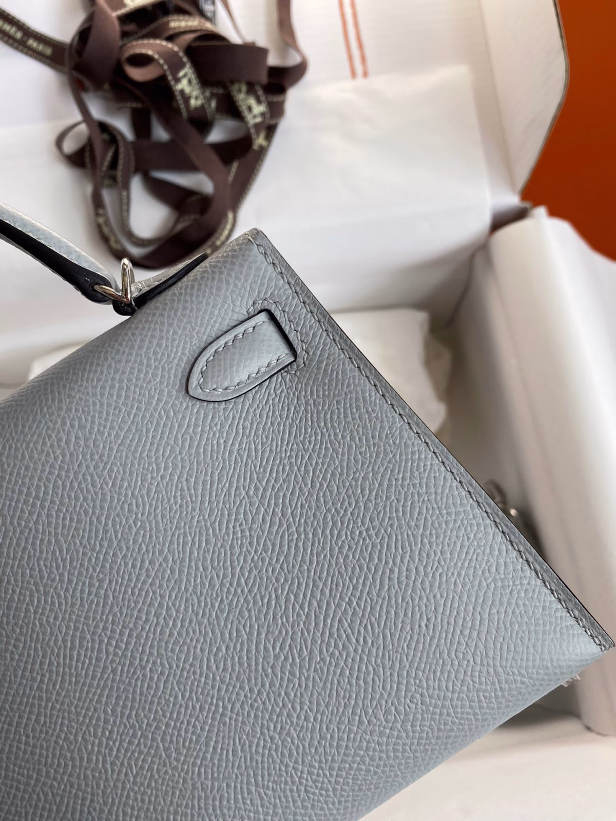 Hermes Kelly Mini II Sellier Handmade Bag In Blue Glacier Epsom Calfskin - Image 9