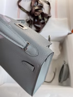 Hermes Kelly Mini II Sellier Handmade Bag In Blue Glacier Epsom Calfskin - Image 3