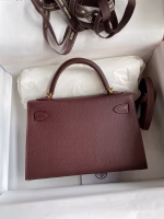 Hermes Kelly Mini II Sellier Handmade Bag In Bordeaux Epsom Calfskin - Image 6