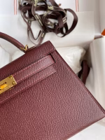 Hermes Kelly Mini II Sellier Handmade Bag In Bordeaux Epsom Calfskin - Image 8
