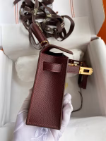 Hermes Kelly Mini II Sellier Handmade Bag In Bordeaux Epsom Calfskin - Image 9