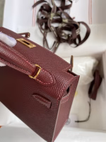 Hermes Kelly Mini II Sellier Handmade Bag In Bordeaux Epsom Calfskin - Image 3