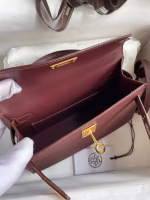 Hermes Kelly Mini II Sellier Handmade Bag In Bordeaux Epsom Calfskin - Image 5