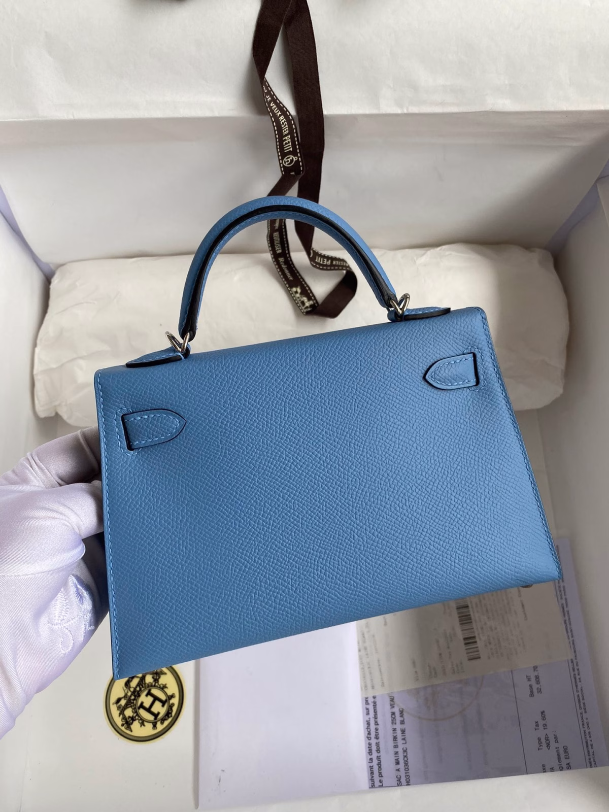 Hermes Kelly Mini II Sellier Handmade Bag In Blue Paradise Epsom Calfskin - Image 6