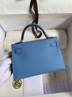 Hermes Kelly Mini II Sellier Handmade Bag In Blue Paradise Epsom Calfskin - Image 6