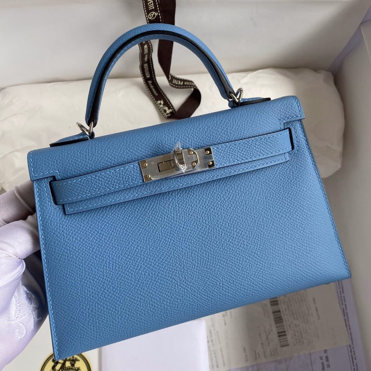 Hermes Kelly Mini II Sellier Handmade Bag In Blue Paradise Epsom Calfskin - Image 1