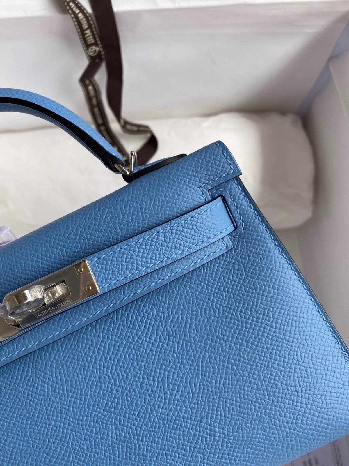Hermes Kelly Mini II Sellier Handmade Bag In Blue Paradise Epsom Calfskin - Image 2