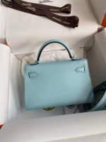 Hermes Kelly Mini II Sellier Handmade Bag In Blue Zephyr Epsom Calfskin - Image 6
