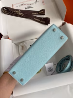 Hermes Kelly Mini II Sellier Handmade Bag In Blue Zephyr Epsom Calfskin - Image 8