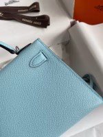 Hermes Kelly Mini II Sellier Handmade Bag In Blue Zephyr Epsom Calfskin - Image 5
