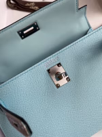 Hermes Kelly Mini II Sellier Handmade Bag In Blue Zephyr Epsom Calfskin - Image 4