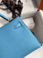 Hermes Kelly Mini II Sellier Handmade Bag In Celeste Epsom Calfskin - Image 5