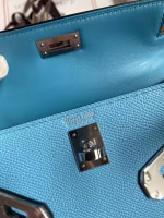 Hermes Kelly Mini II Sellier Handmade Bag In Celeste Epsom Calfskin - Image 4