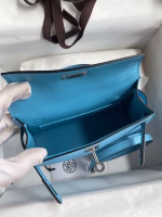 Hermes Kelly Mini II Sellier Handmade Bag In Celeste Epsom Calfskin - Image 8