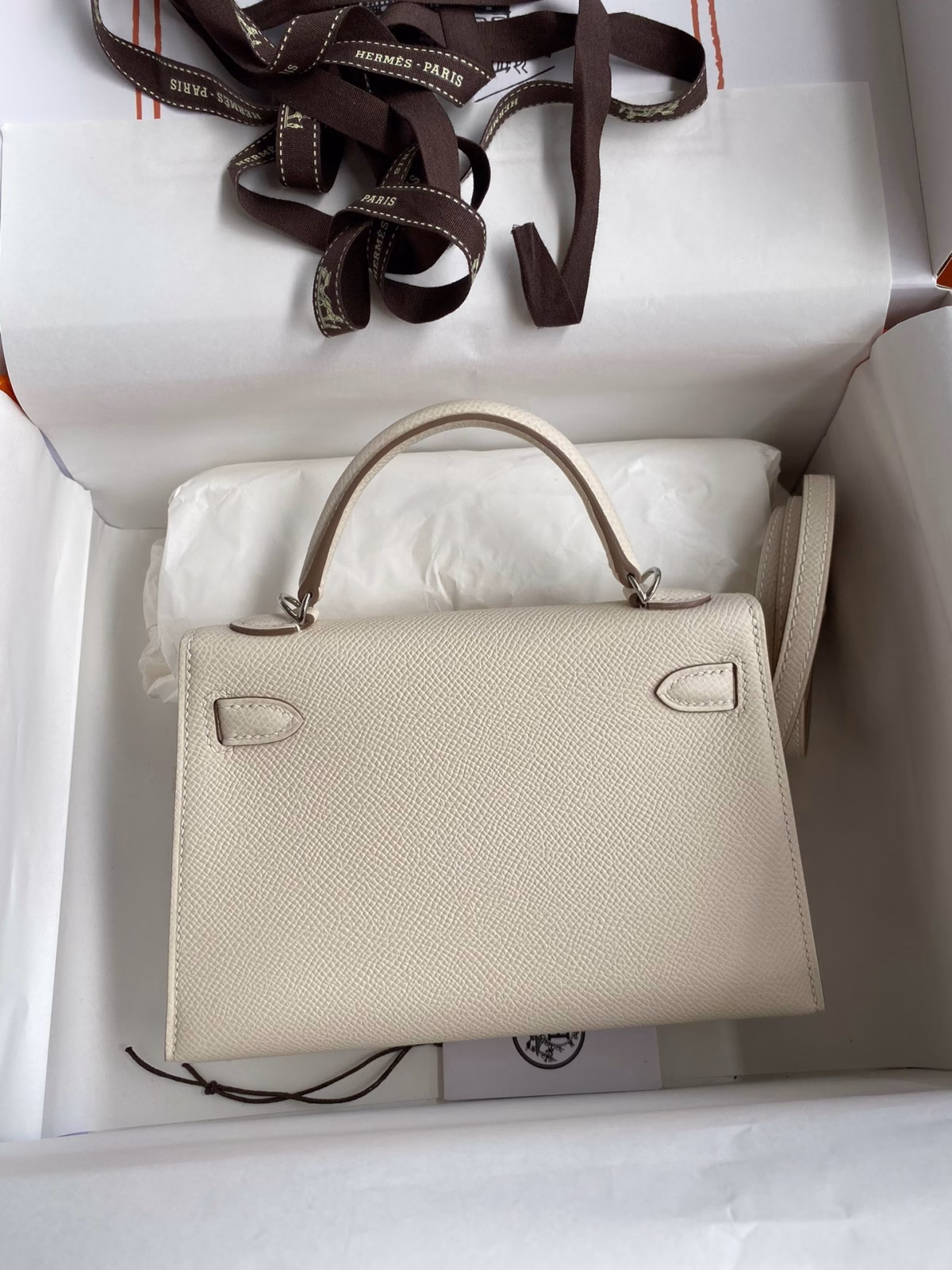 Hermes Kelly Mini II Sellier Handmade Bag In Craie Epsom Calfskin - Image 6