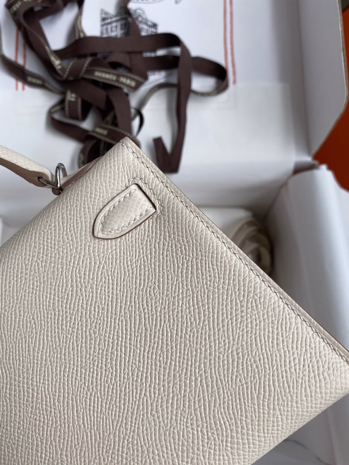 Hermes Kelly Mini II Sellier Handmade Bag In Craie Epsom Calfskin - Image 9