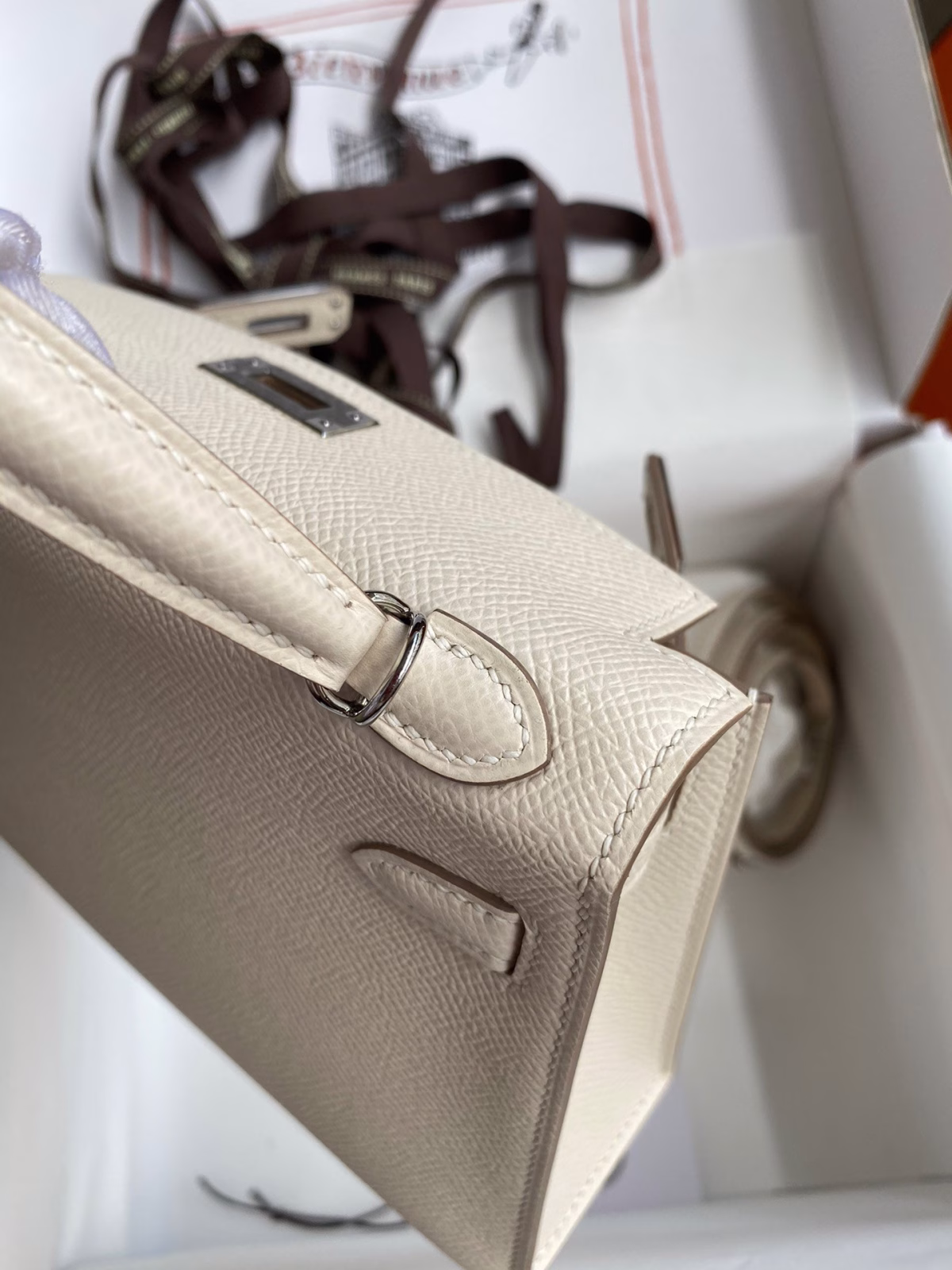 Hermes Kelly Mini II Sellier Handmade Bag In Craie Epsom Calfskin - Image 3