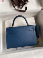 Hermes Kelly Mini II Sellier Handmade Bag In Deep Blue Epsom Calfskin - Image 2
