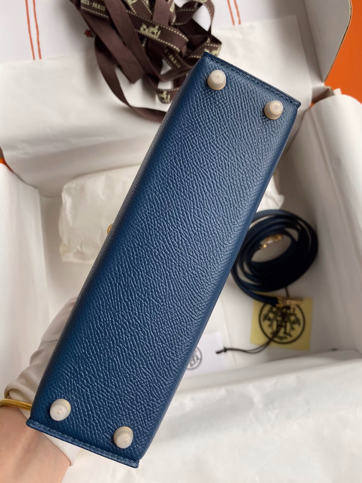 Hermes Kelly Mini II Sellier Handmade Bag In Deep Blue Epsom Calfskin - Image 7