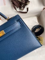 Hermes Kelly Mini II Sellier Handmade Bag In Deep Blue Epsom Calfskin - Image 9