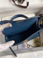 Hermes Kelly Mini II Sellier Handmade Bag In Deep Blue Epsom Calfskin - Image 6