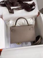 Hermes Kelly Mini II Sellier Handmade Bag In Gris Asphalt Epsom Calfskin - Image 6